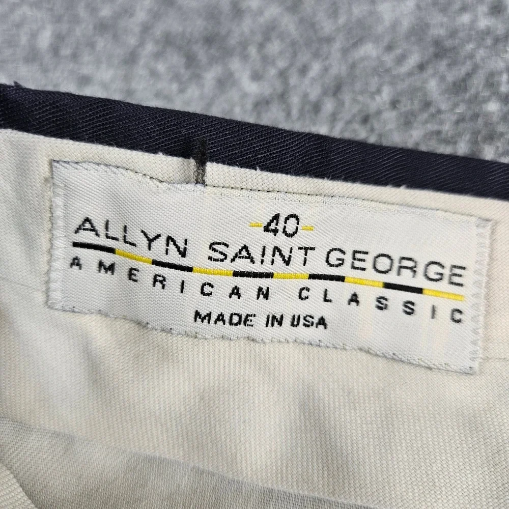 Allyn Saint George Mens 40 Navy Blue Pleated Cuffed Dress‎ Pants Made in USA